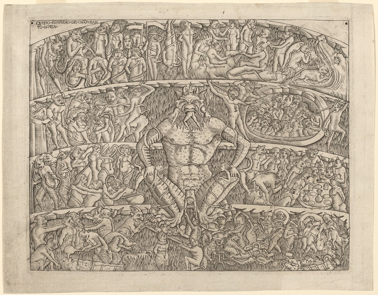 Az Inferno, a pisai Camposanto freskója után alkotó: Italian 15th Century
