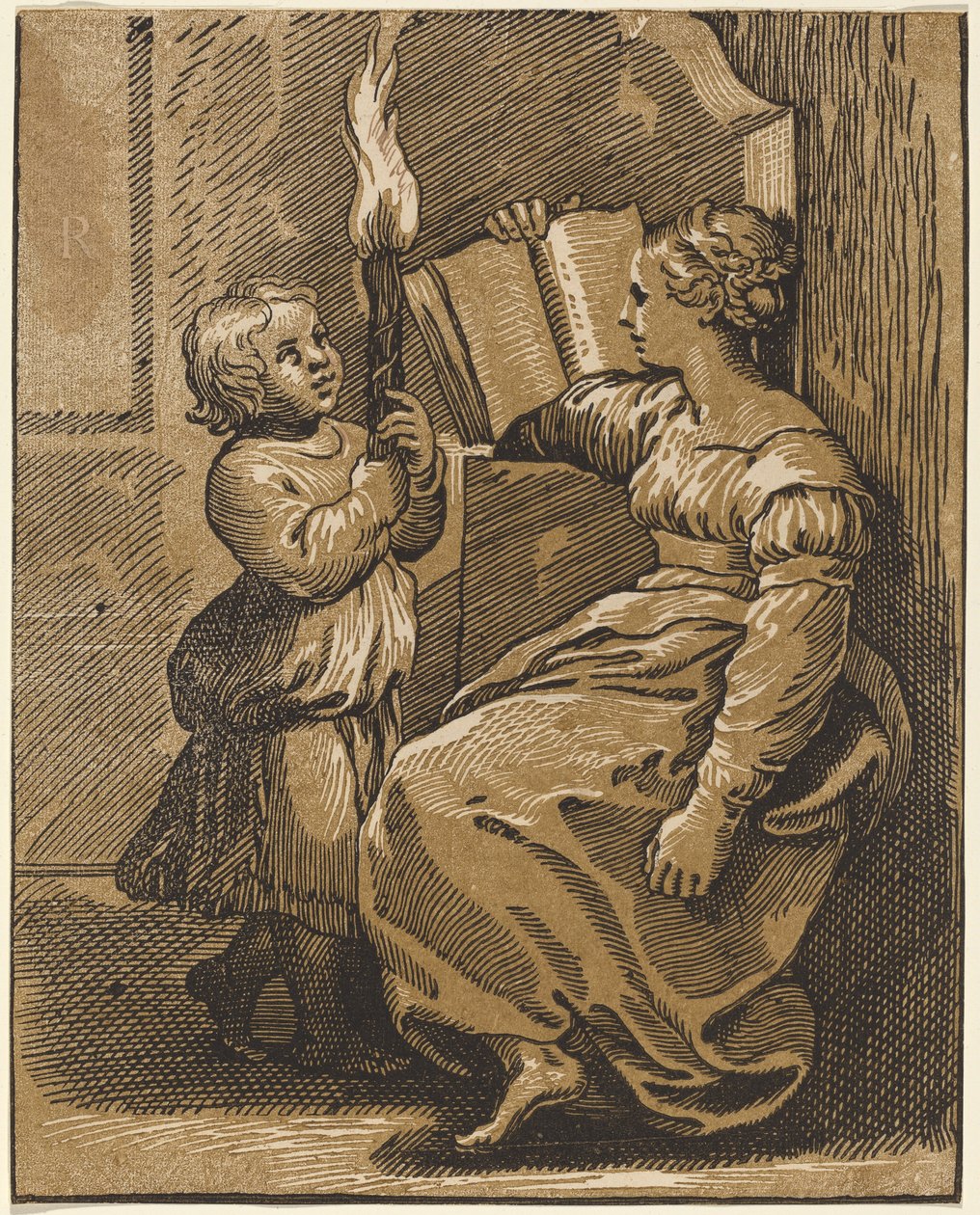 Sibyl Reading alkotó: Italian 16th Century, after Ugo da Carpi, after Raphael