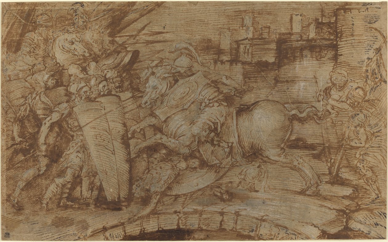 Horatius Cocles védi Rómát alkotó: Italian 16th Century or Master of the Victoria and Albert Diableries