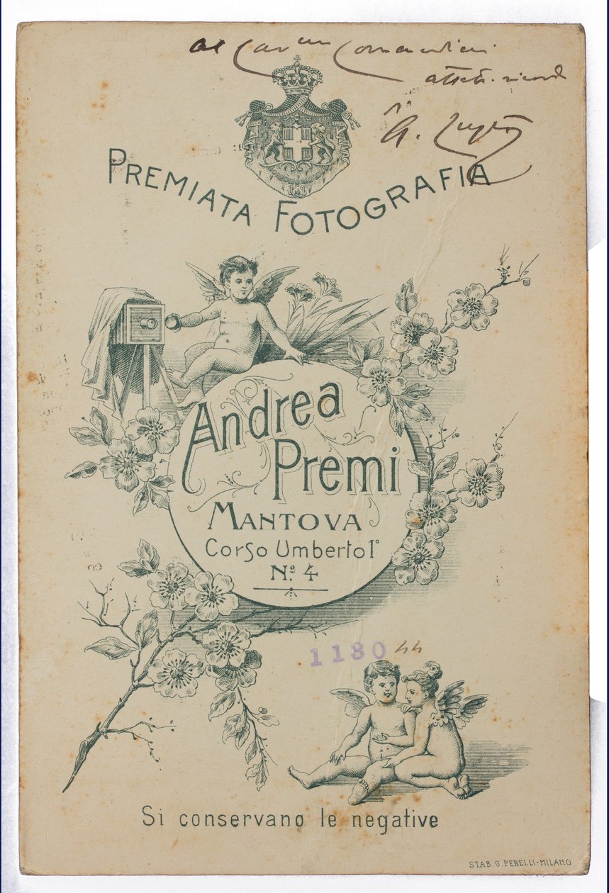 Albano Lugli festőt ábrázoló képeslap hátoldala alkotó: Italian Photographer
