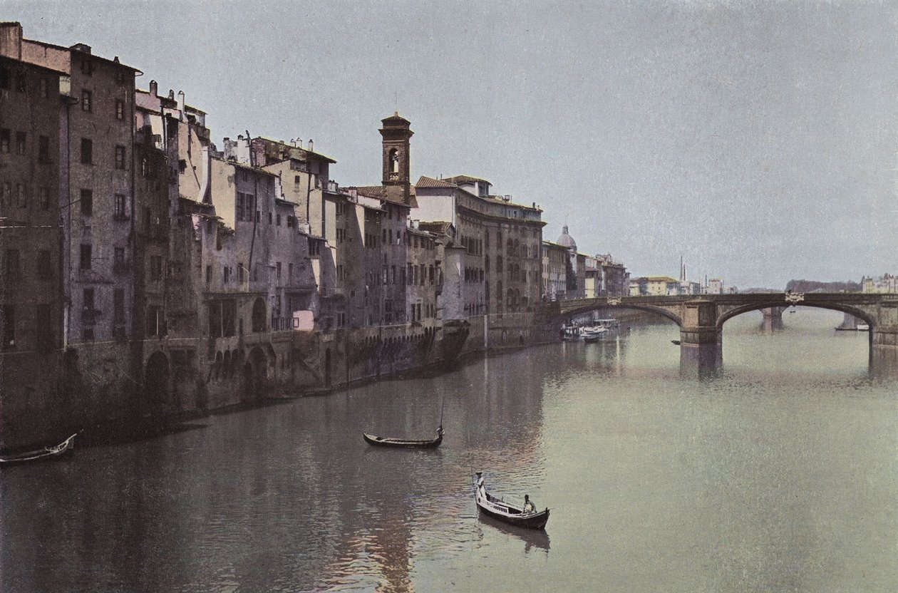 Firenze: Firenze, az Arno látképe a S. Trinita híddal (színes fénykép) alkotó: Italian Photographer