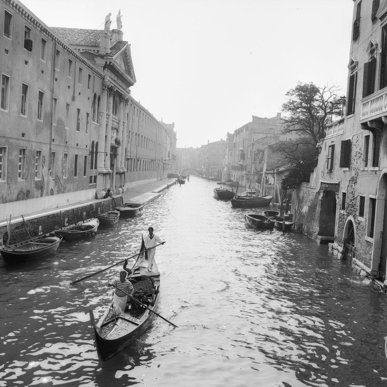 Gondoliások egy velencei csatornán alkotó: Italian Photographer
