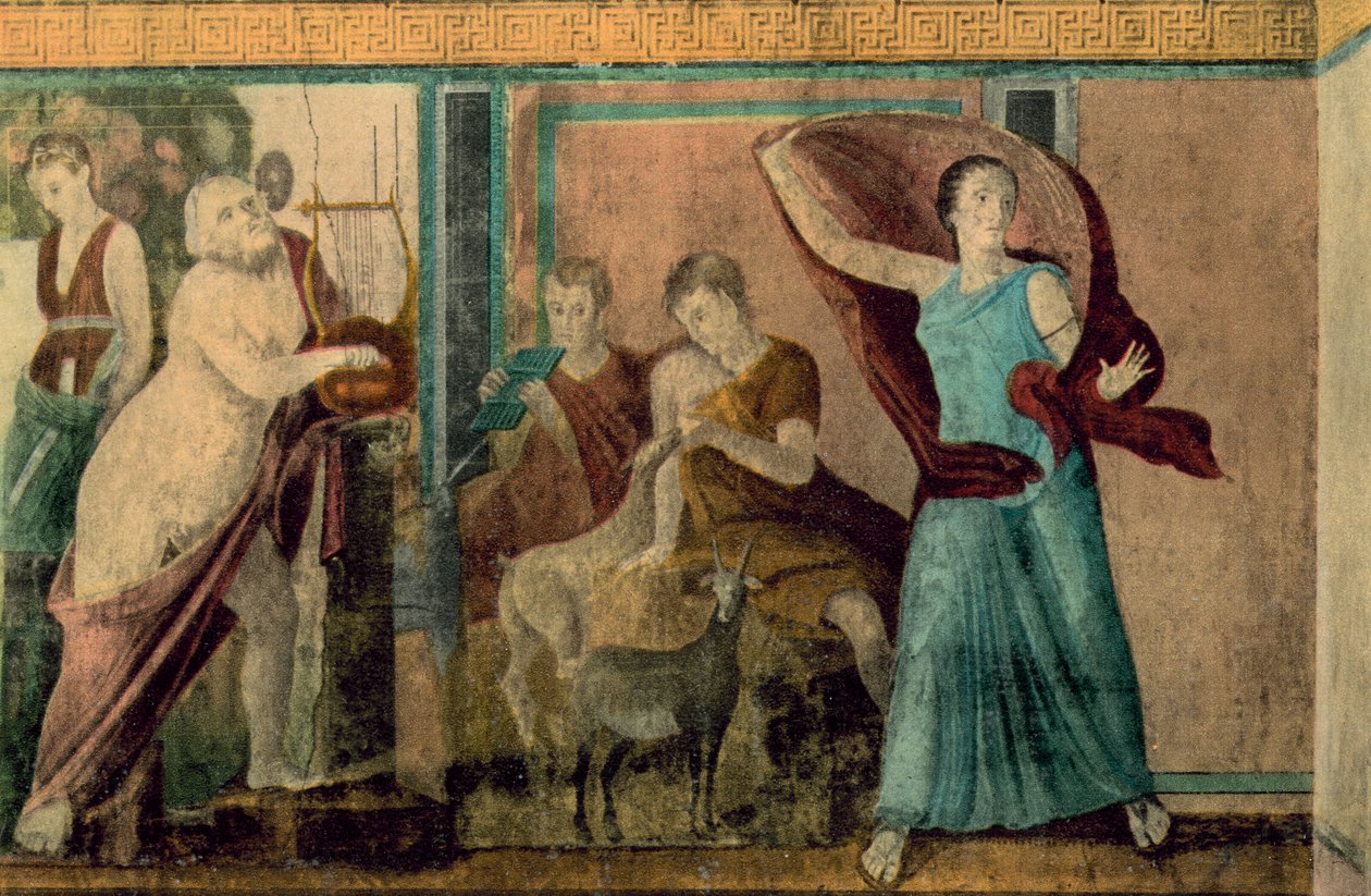 Pompeji: A misztériumok villája, Beavatás, A rémült nő (színes fotó) alkotó: Italian Photographer