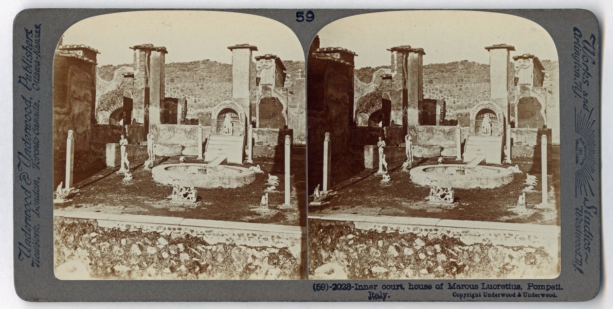 Marcus Lucretius háza, Pompei, The Underwood Travel Library, 1895 (szépia fotó) alkotó: Italian Photographer