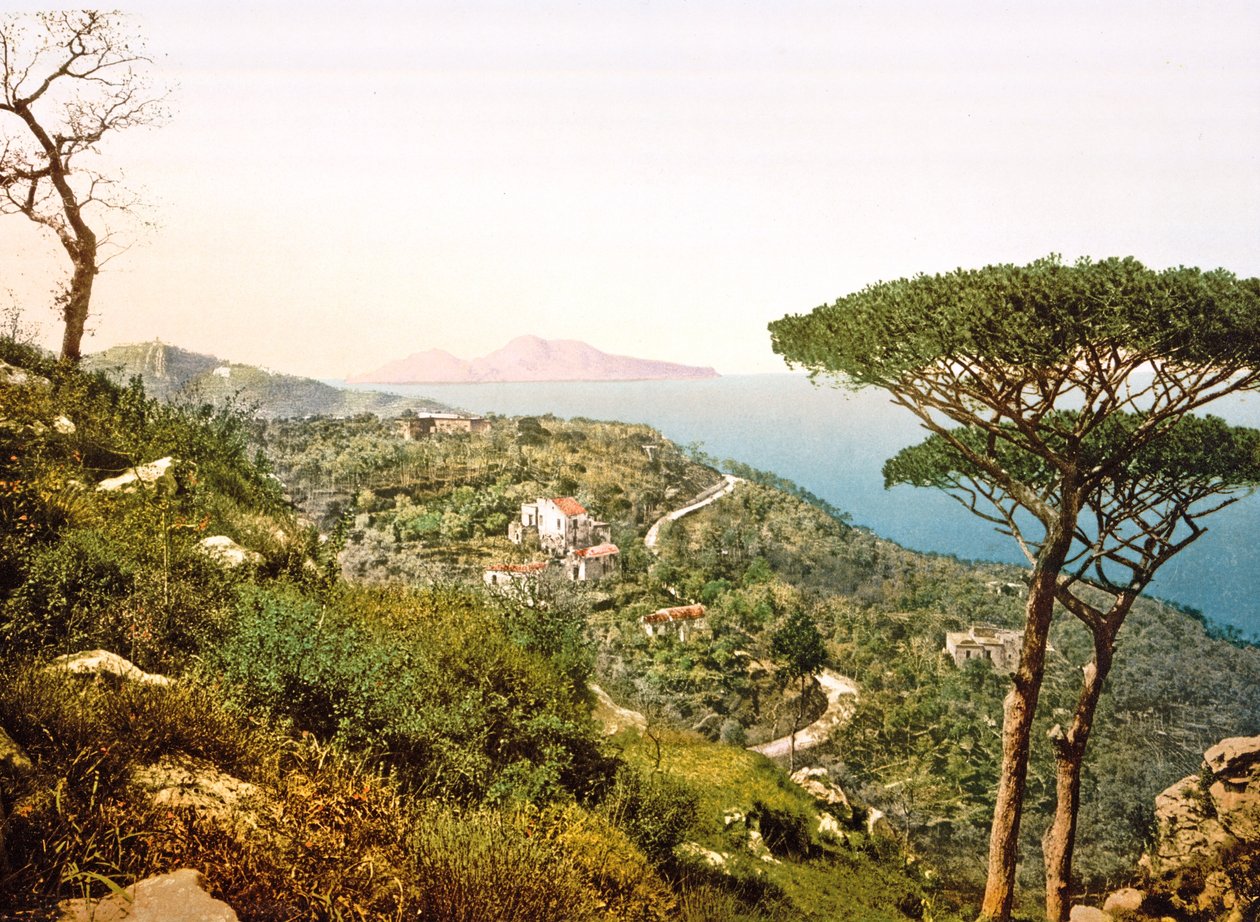 Kilátás a Vezúvra a Nápolyi-öböl túloldalán, 1890-1900 alkotó: Italian Photographer