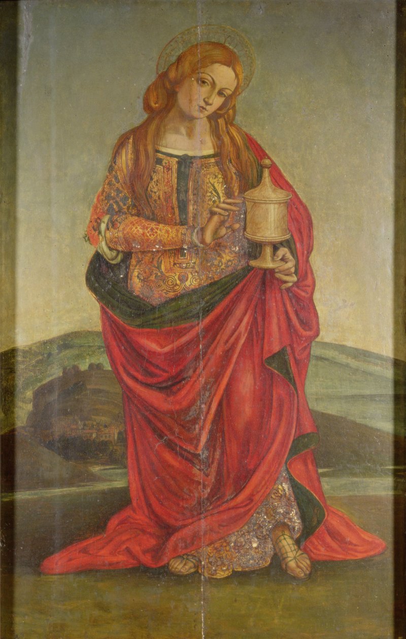 Egy női szent kehelykel, esetleg Mária Magdolna, valószínűleg 16. század (panel) alkotó: Italian School