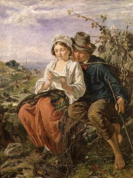 Egy fagyűjtő és egy olvasó lány alkotó: Italian School