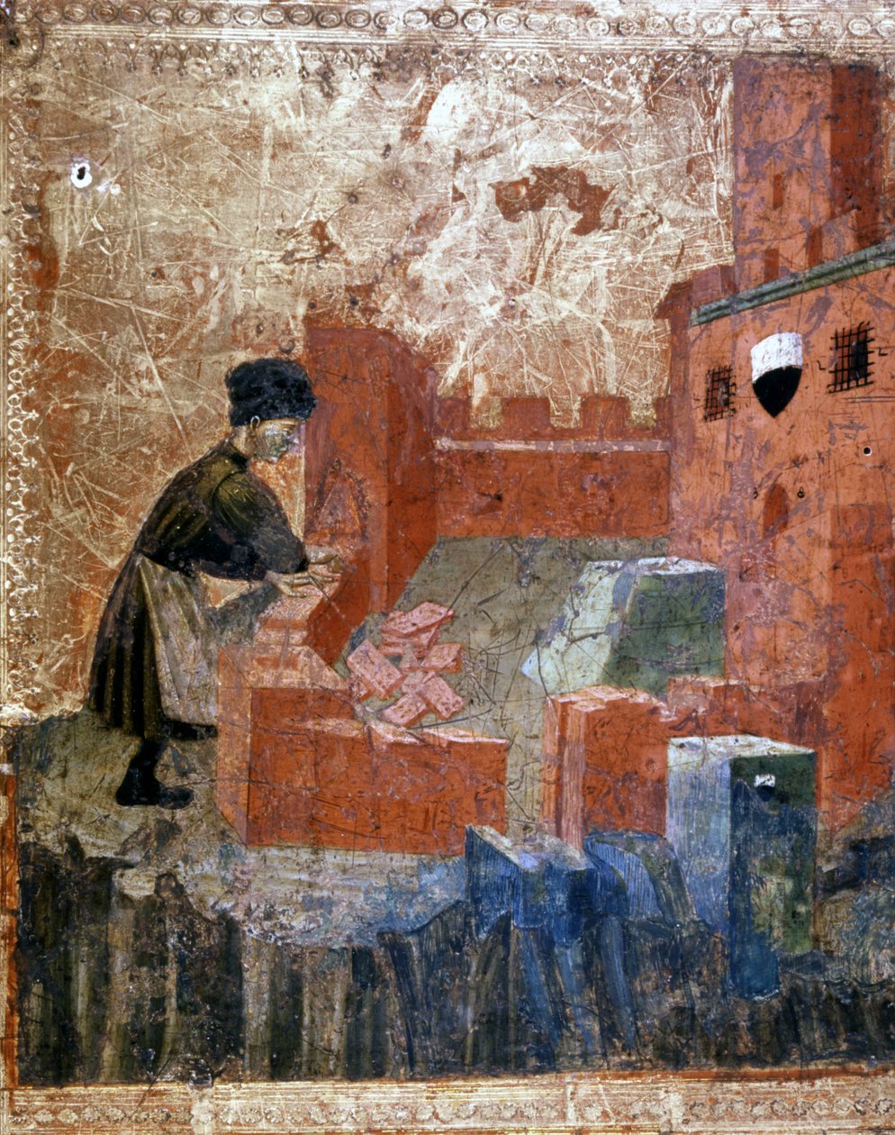 Egy kőműves a 14. században. alkotó: Italian School