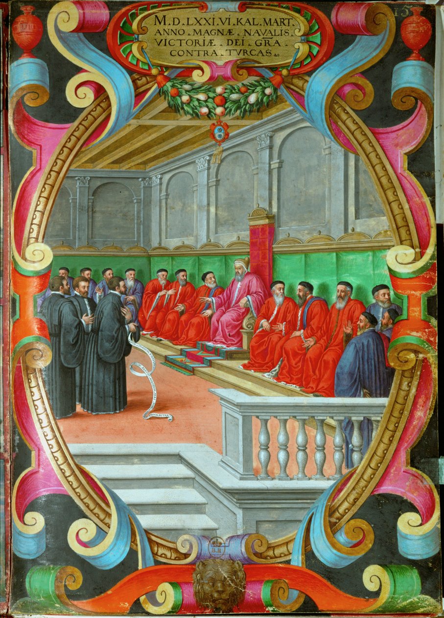 A velencei Nagytanács ülése Sebastiano Venier dózse elnökletével. alkotó: Italian School