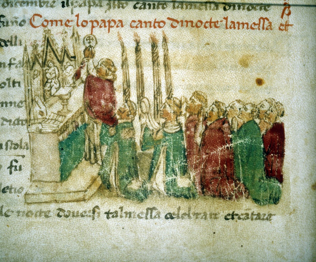 Éjszakai misét celebráló pápa alkotó: Italian School