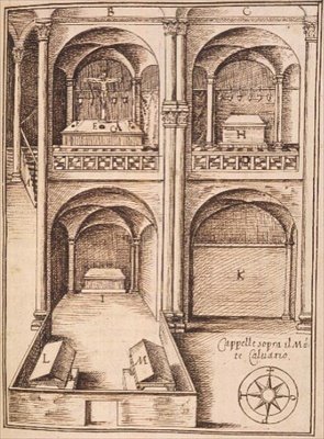 Add hozzá a 33566 f.90 kápolnát a Kálvária hegyén, Vincenzo Favi „Zarándoklat Jeruzsálembe” című részéből alkotó: Italian School