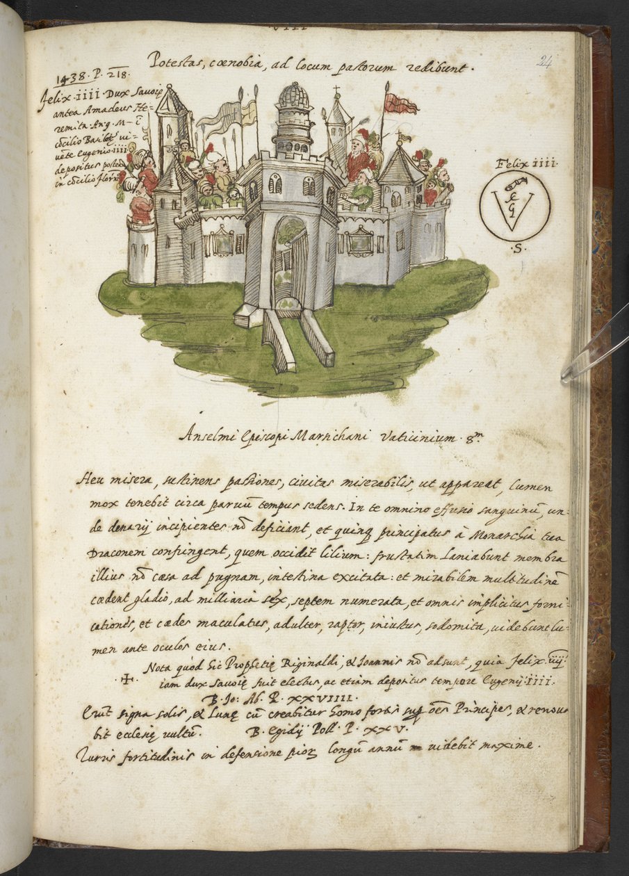 Adja hozzá az MS 17432-t „Joachim of Fiore próféciái és képei a tizenötödik pápáról...” (tinta és szín a papíron) alkotó: Italian School