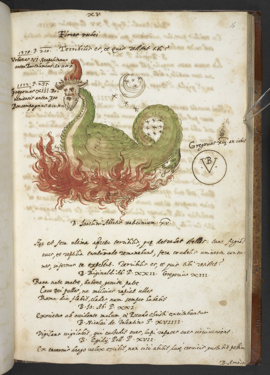Adja hozzá az MS 17432 „Jóachim of Fiore próféciái és képei a tizenötödik pápáról...” MS 17432-t (tinta és színes papíron) alkotó: Italian School