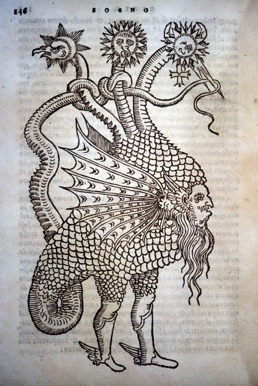 Alchimie: Monster Hybrid, Giovanni Battista Nazari "The Transmutatione Metallica Sogni Tre" című művében, 1599-ben Bresciában szerkesztette. alkotó: Italian School
