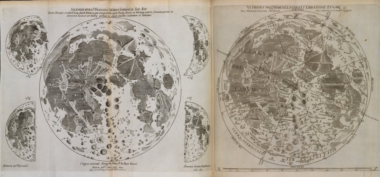 Almagestum novvum astronomaiam veterem novamque complectens observationibus aliorum, et propriis nouisque theorematibus, problematibus, ac tabulis pomotam, 1660 körül (nyomtatás) alkotó: Italian School