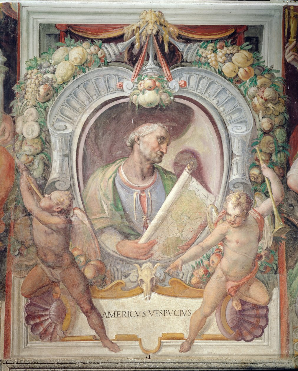 Amerigo Vespucci, a Sala del Mappamondóban alkotó: Italian School