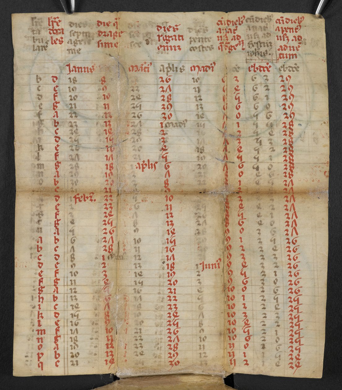 Egy olasz összecsukható naptár januártól novemberig, kb. 1381 alkotó: Italian School