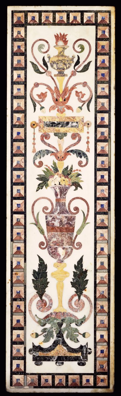 Olasz pietre dura intarziás fehér márványtábla, 18. század eleje (márvány pietre dura) alkotó: Italian School