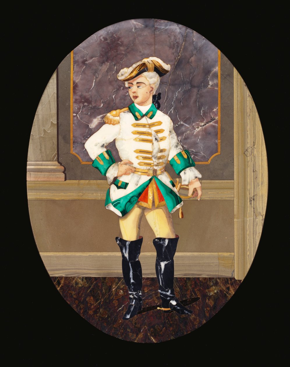 Olasz pietre dure tábla egy úriembert ábrázolva (pietre dure) alkotó: Italian School