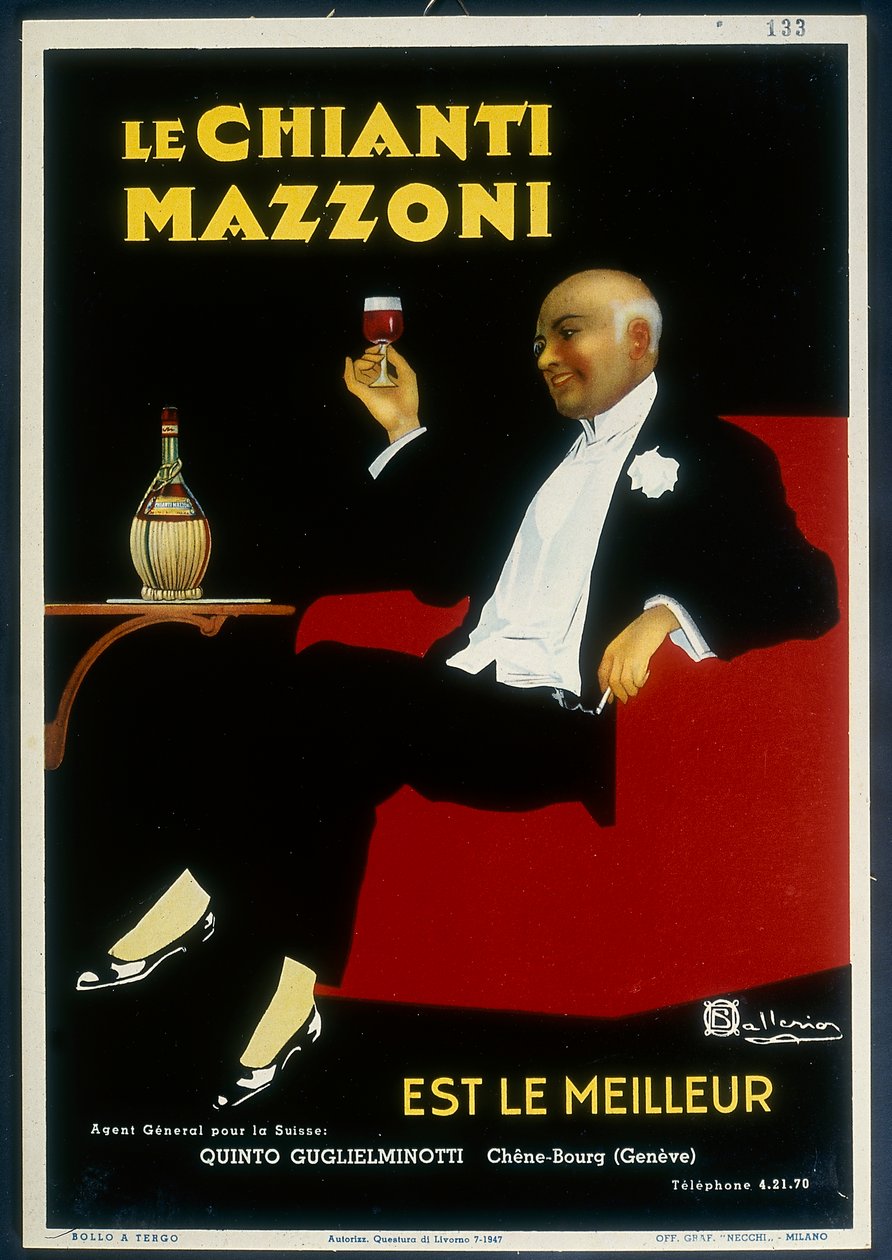 A "Mazzoni" Chianti történelmi plakátja alkotó: Italian School