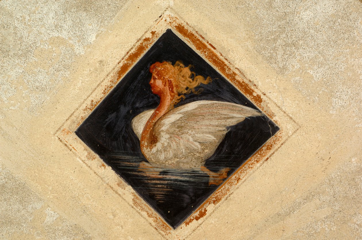 Antropomorf hattyú, freskó, Ternengo Gromo palota (16. század), Piazzo középkori negyed, Biella, Piemont, Olaszország alkotó: Italian School
