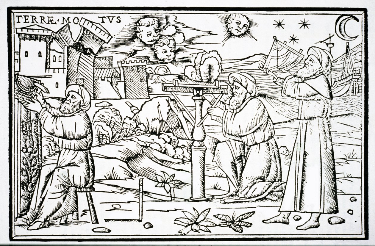 Arab asztrológusok, Macrobius 1513-as velencei In Somnium Sciopinis című könyvének illusztrációjának másolata, a 19. század végén megjelent mágiatörténetben. alkotó: Italian School