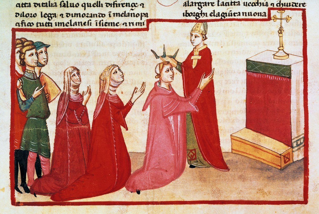 Milánó érseke megkoronázza VII. Henriket és feleségét alkotó: Italian School