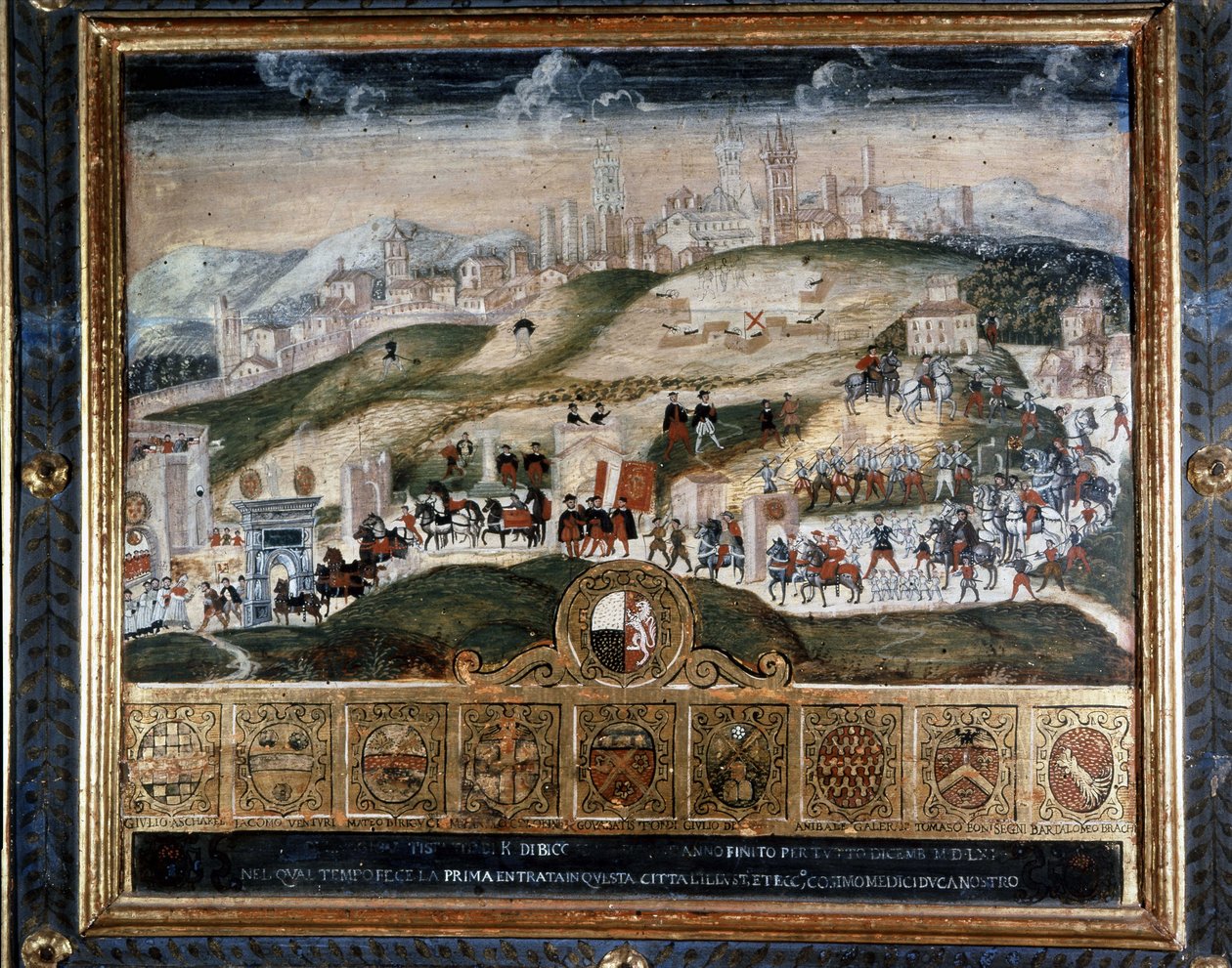 Medici I. Cosimo (1389 - 1464) érkezése Sienába – Nemzeti Levéltár, Siena. alkotó: Italian School