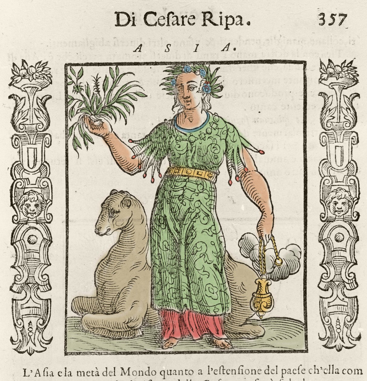 Ázsiai allegória tevével. Metszet Cesare Ripa „” Iconologia”-ból (1550, 1622 körül) alkotó: Italian School
