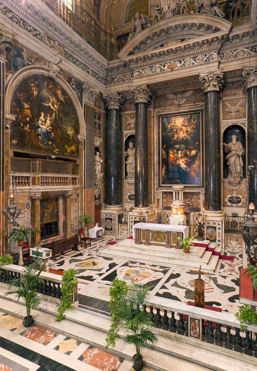 Barokk művészet: a római Jézus Szent Neve (chiesa del Gesu) jezsuita templomának belső képe alkotó: Italian School