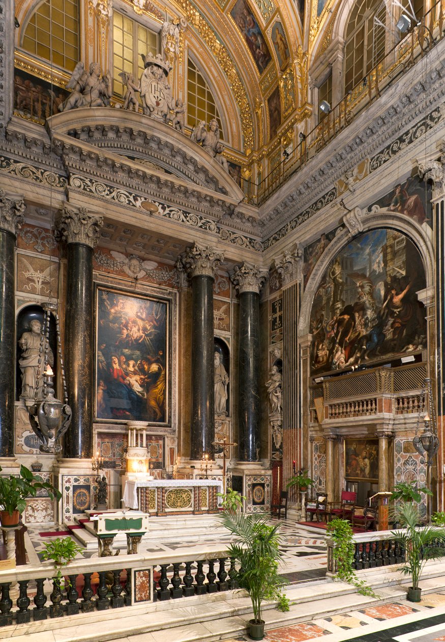 Barokk művészet: A római Jézus Szent Neve (chiesa del Gesu) jezsuita templomának belső képe alkotó: Italian School