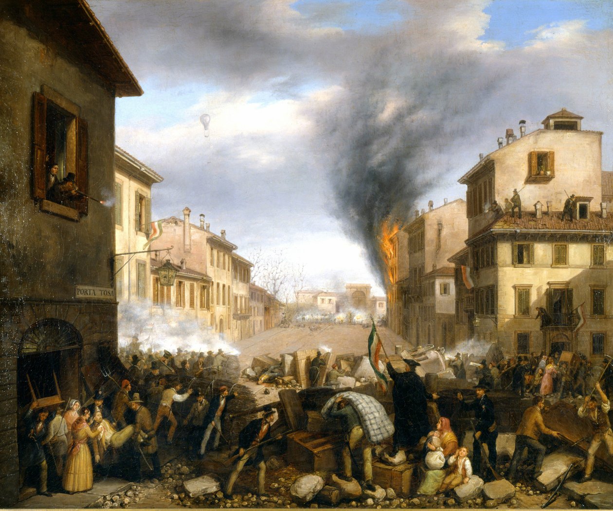 Barikád a Tosa Gate-nél, Milánó, március 22 alkotó: Italian School