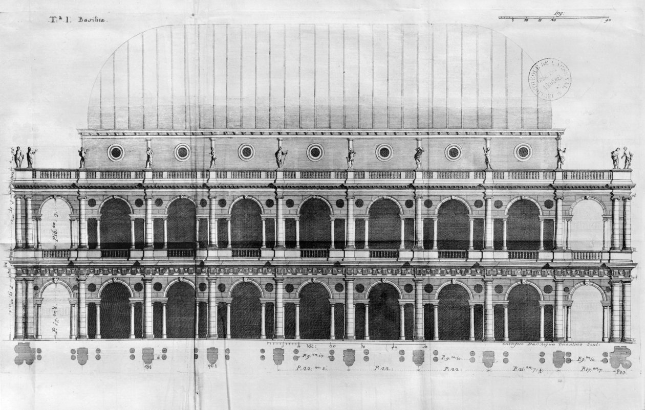 Palladiana bazilika Vicenzában, tervezte Andrea Palladio (1508-80) (e, síremlék) alkotó: Italian School