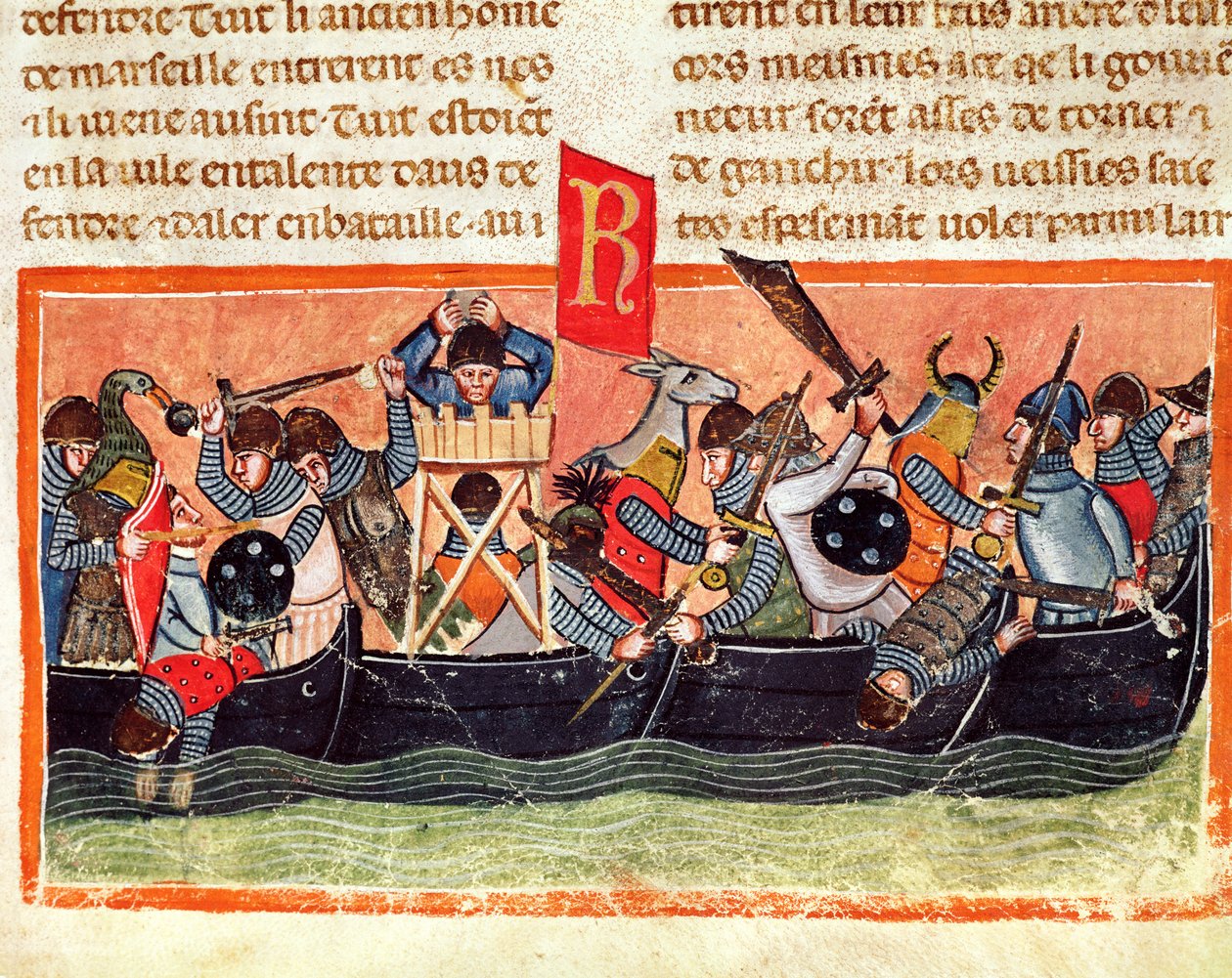 Rómaiak és gallok csata, Gaius Suetonius Tranquillus (75-150 körül) Le Vite di Dodici Cesariból alkotó: Italian School