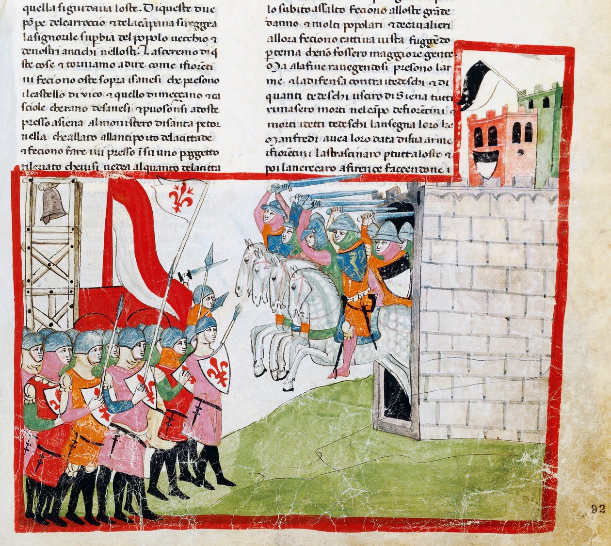 Montaperti csata, Pacino di Buonaguida miniatúrái (kb. 1280-1340 előtt) Nuova Cronica-ból, Giovanni Villani, kézirat Chigiano L VIII 296 alkotó: Italian School