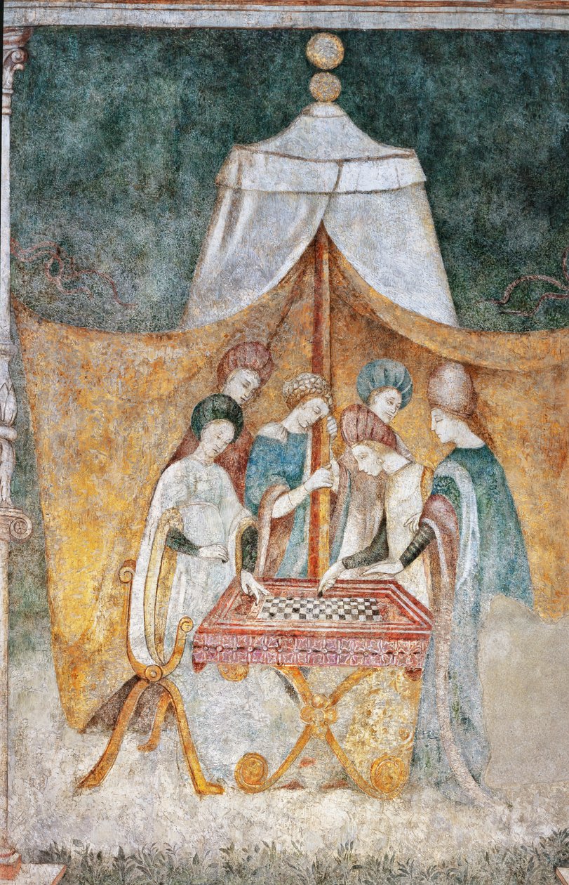 Bicocca degli Arcimboldi: 15. századi freskó, dámajáték részlete (freskó) alkotó: Italian School