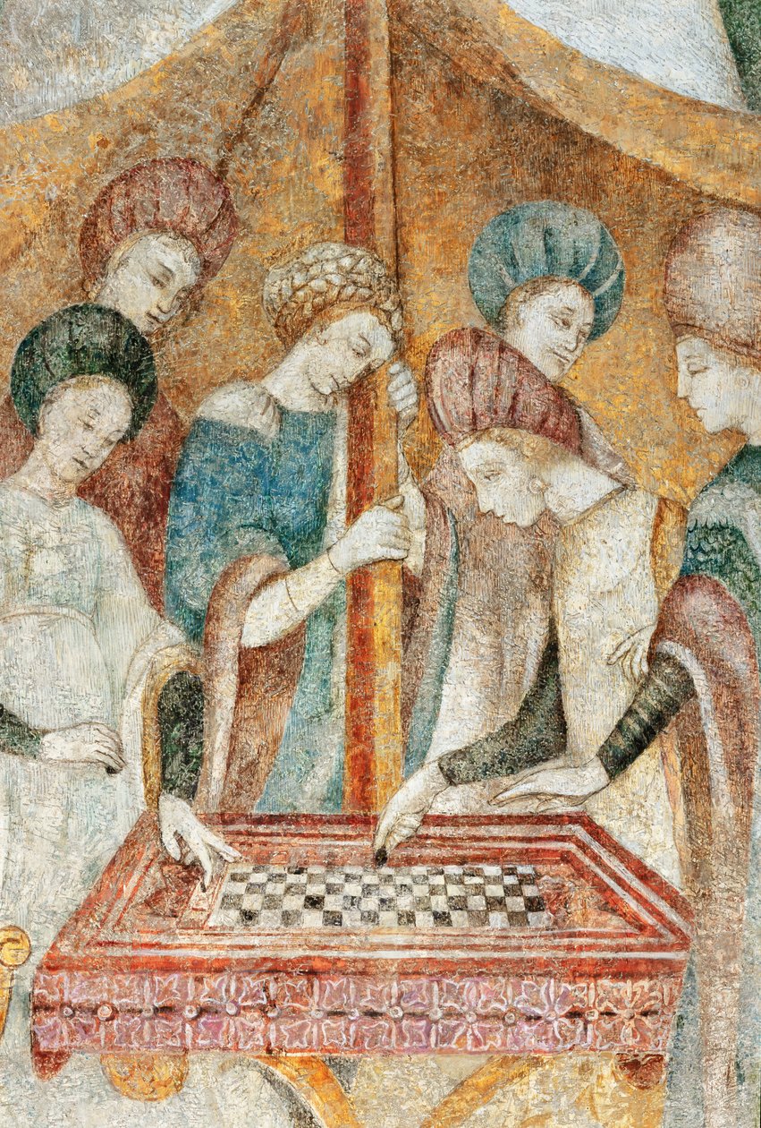Bicocca degli Arcimboldi: 15. századi freskó, dámajáték részlete (freskó) alkotó: Italian School
