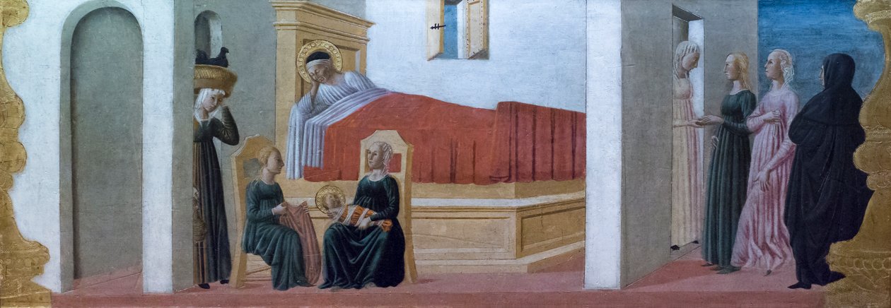 A Szűz születése Colonna Predella mestere által alkotó: Italian School