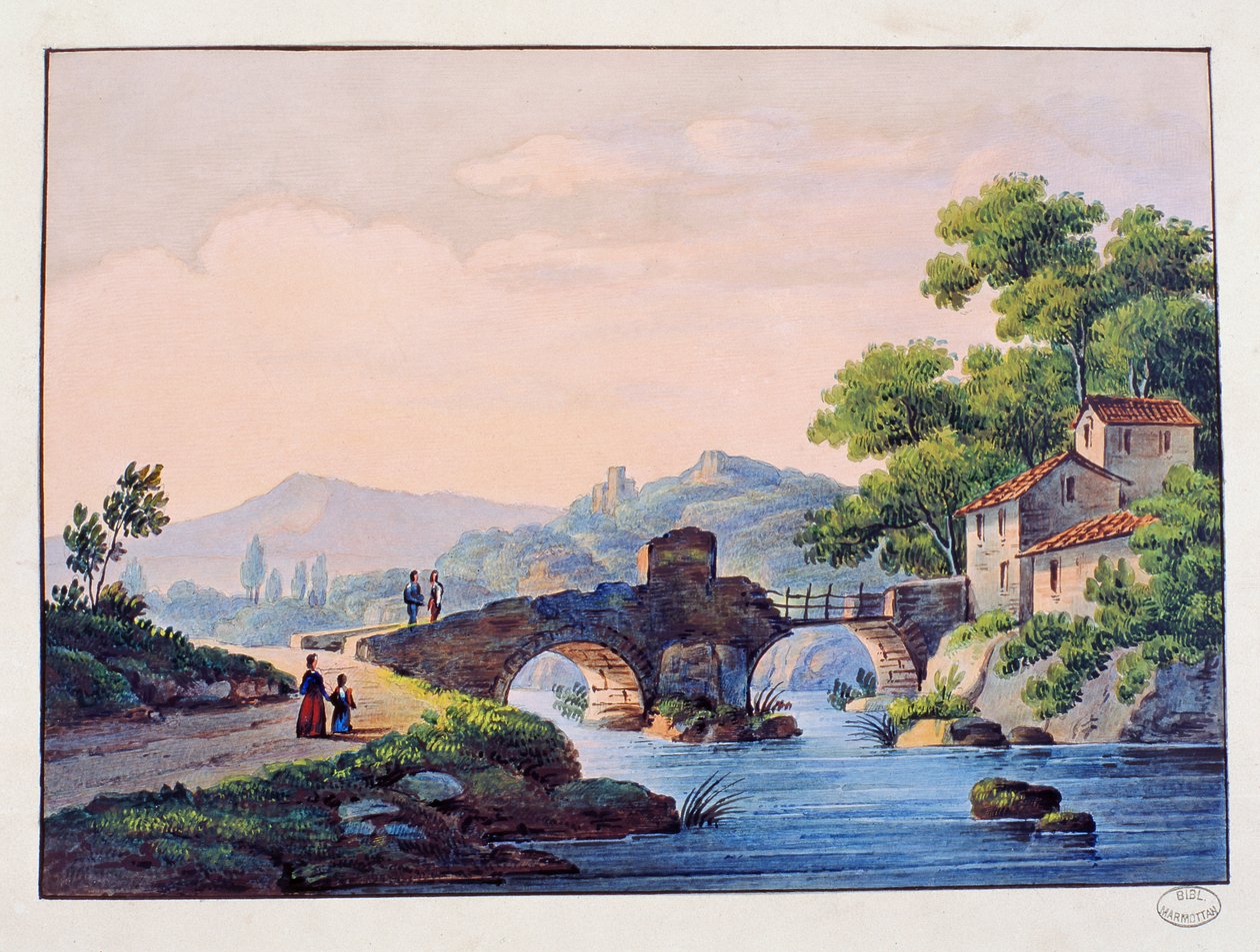 Híd egy folyón, olasz táj alkotó: Italian School