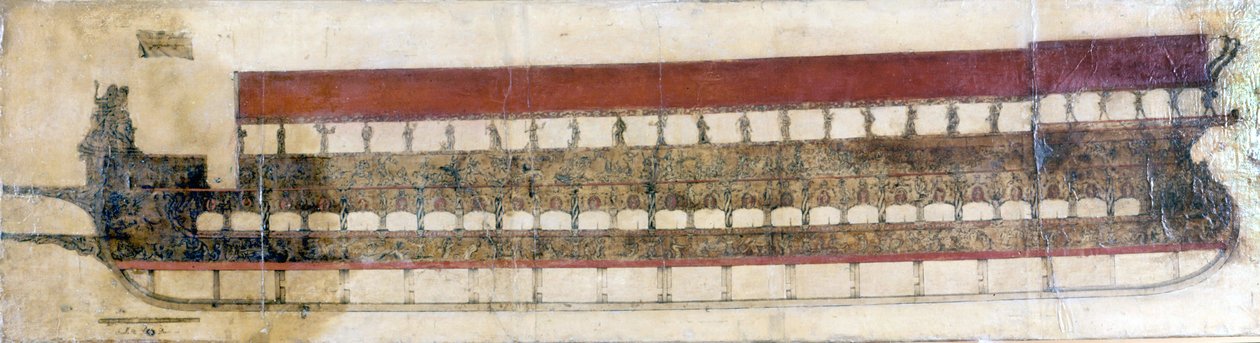 Bucentaur (BUCENTORO), egy velencei szertartásos galéria, amelyet minden évben a velencei dózsa használ mennybemenetele napján. Ebből az alkalomból egy aranygyűrűt dobott a tengerbe, amely a tengerrel kötött házasságát jelképezi. 1719. alkotó: Italian School