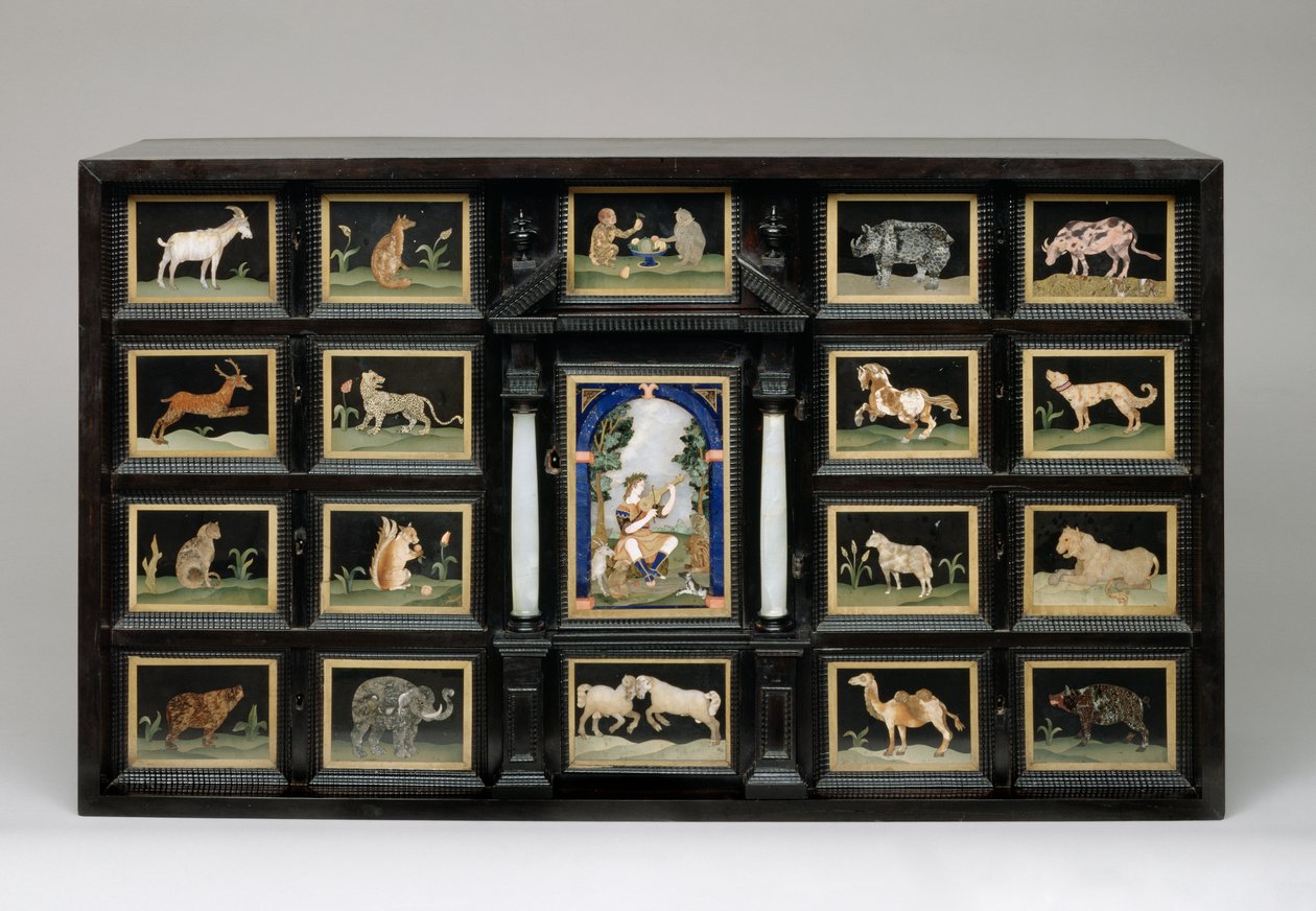 Szekrény, 1620 körül (körtefa, ébenfa, alabástrom és pietre dure panelek) alkotó: Italian School