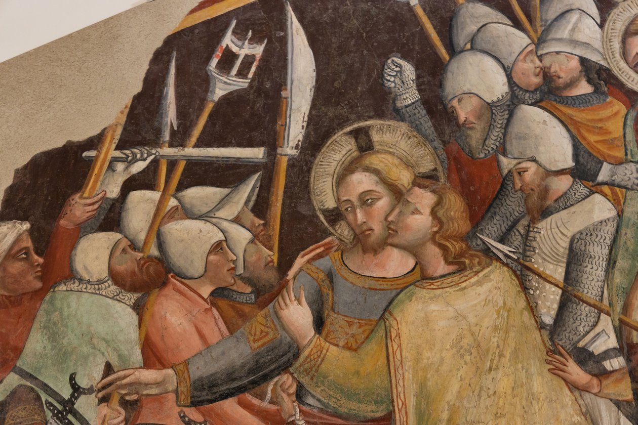 Krisztus elfogása, Szent Ferenc jobb apszisának mestere Montefalcóban, különálló freskó, XIV. század vége alkotó: Italian School