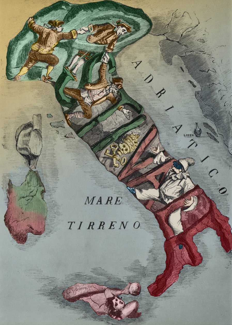 Olaszország karikatúrája az egyesülés idején, 1866 alkotó: Italian School