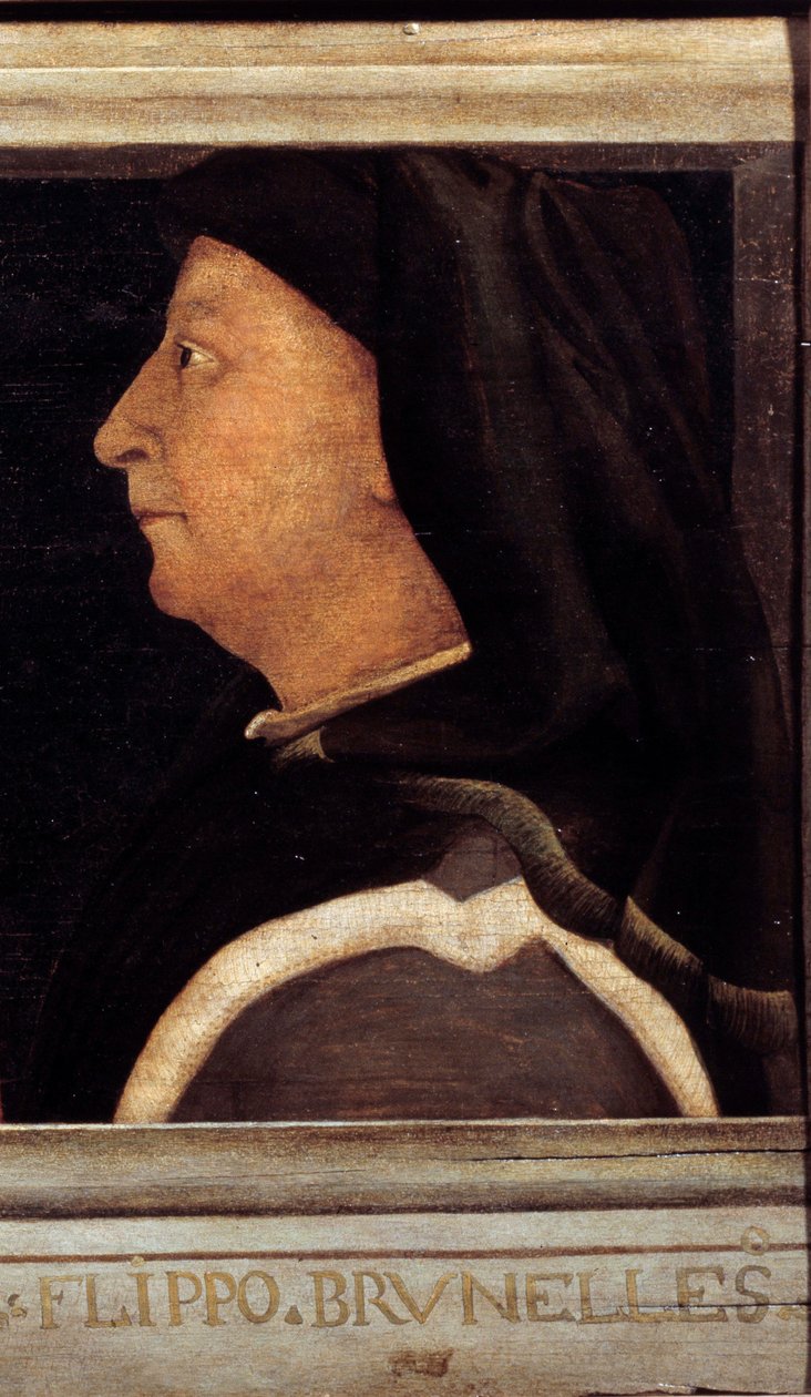 Cassone a firenzei reneszánsz mesterének 5 portréjával, valamint Brunelleschi Filippo (1377-1446) portréjával. századi olasz iskola. Az alábbi felirat valószínűleg egymást követi. Musee du Louvre, Párizs. alkotó: Italian School