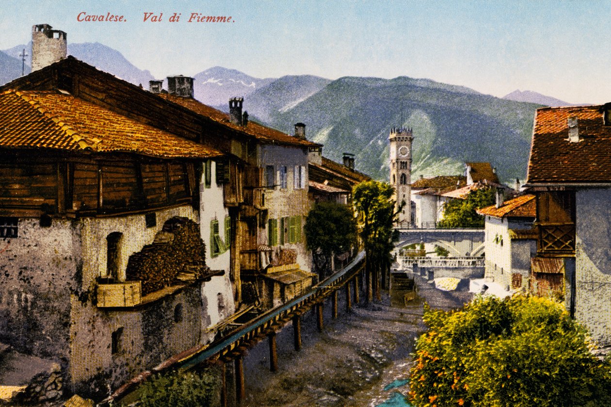 Cavalese, Val di Fiemme, képeslap, Trentino-Alto Adige, Olaszország, 20. század alkotó: Italian School
