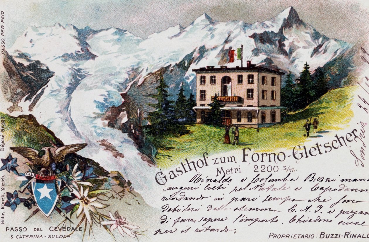 Cevedale hágó, képeslap, Trentino-Alto Adige, Olaszország, 20. század alkotó: Italian School