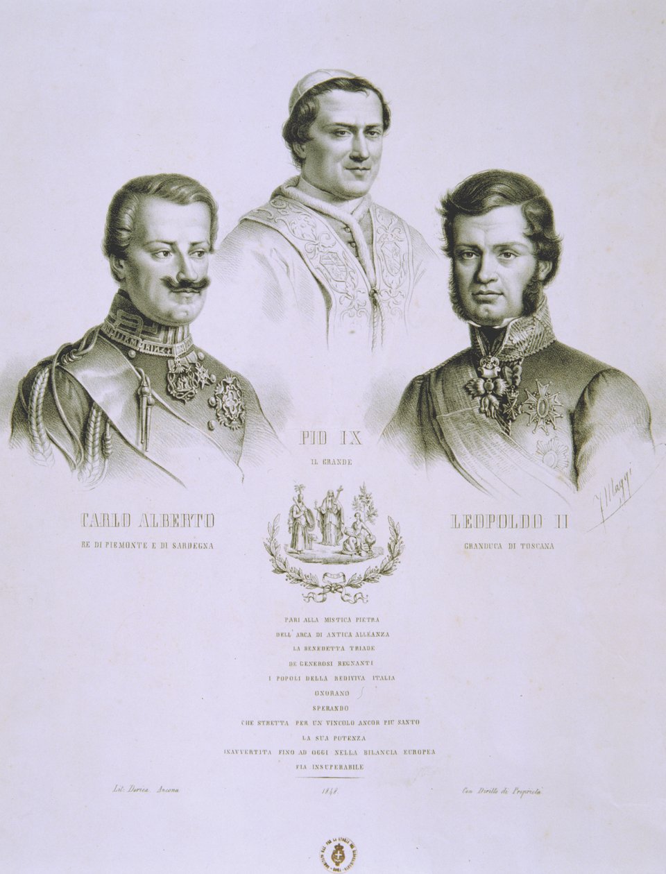 Károly Albert, IX. Pius és II. Lipót, 1848 alkotó: Italian School