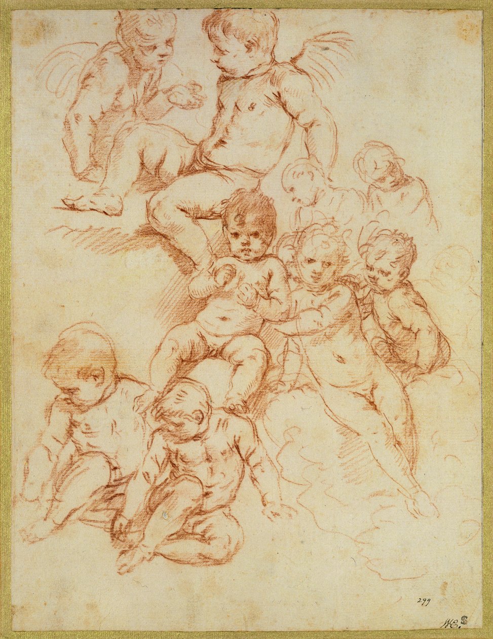 Kerubok, 17. század eleje (piros kréta papíron) alkotó: Italian School
