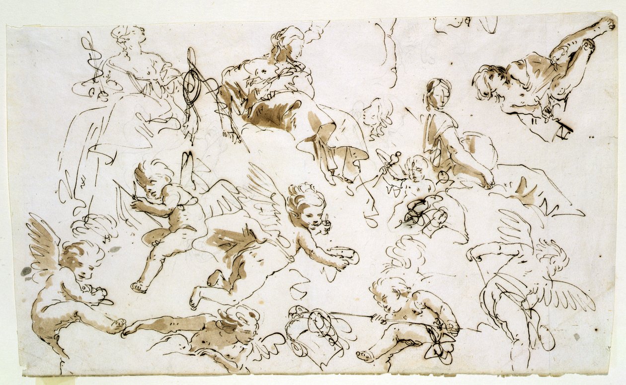 Kerubok, 18. század eleje (toll és tinta, mosás papíron) alkotó: Italian School