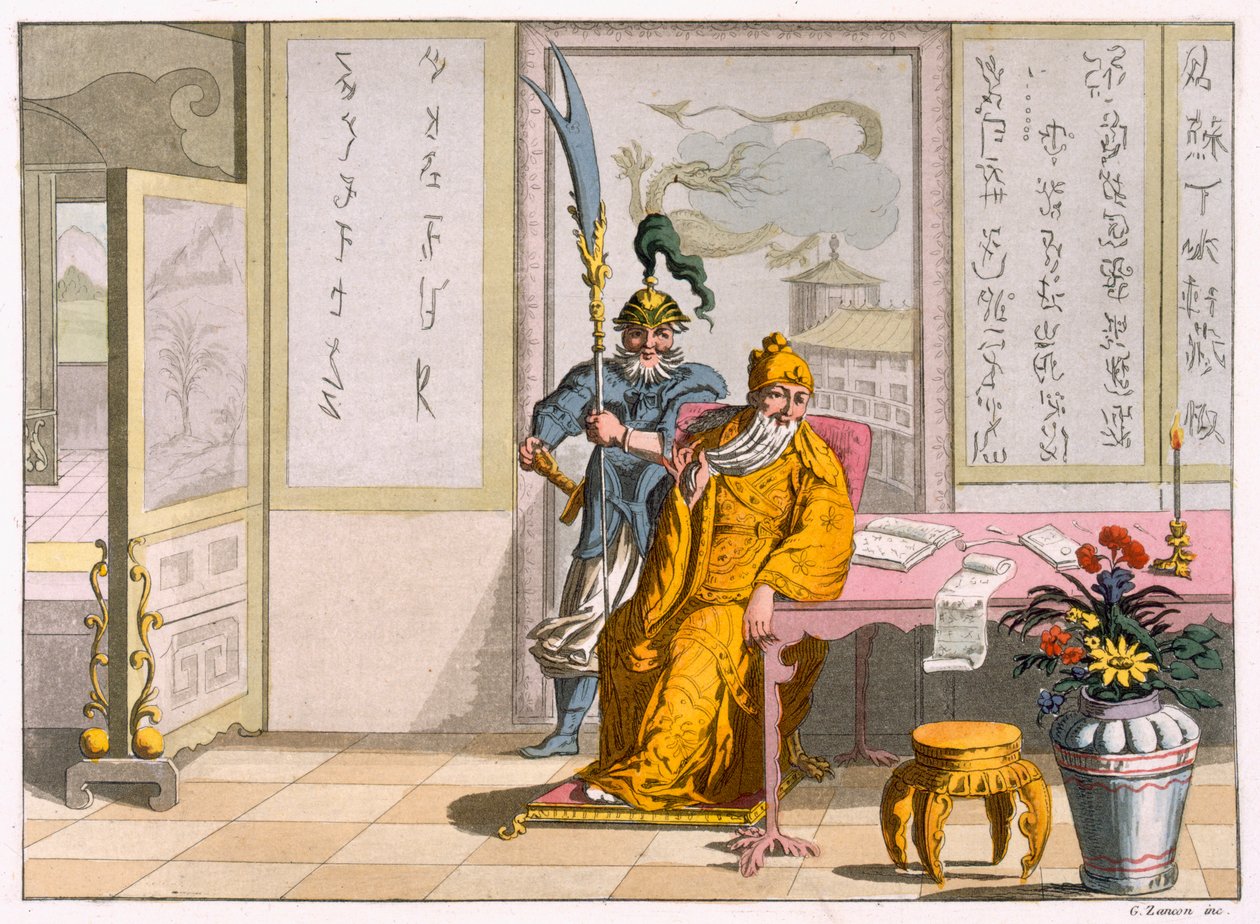 Kínai taoista vallási vezetők: The Divinity Kuan-ti, metszett Fumagalli és Bramatti, 1820-30 körül (színes metszet) alkotó: Italian School